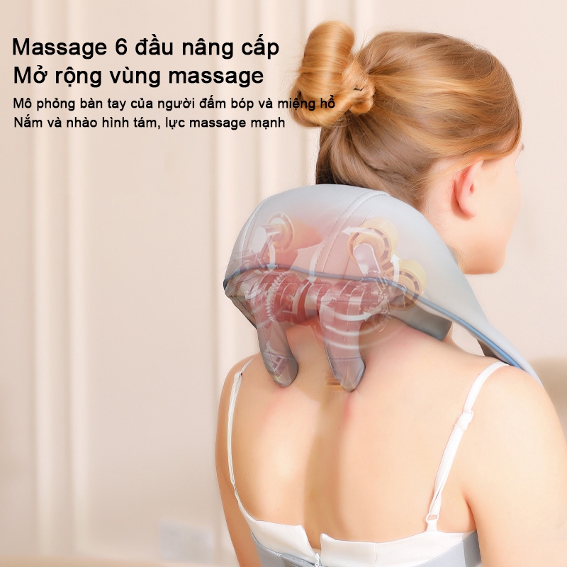 VNNETLAN Máy Massage Cổ Vai Gáy 6D , Mát Xa Xoa Bóp Mô Phỏng Bàn Tay Con Người,Đai Massage Cổ Vai Gáy Giảm Nhức Mỏi