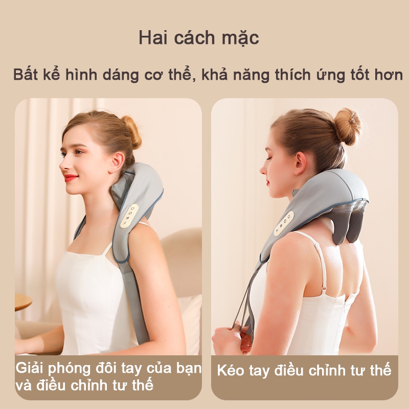 VNNETLAN Máy Massage Cổ Vai Gáy 6D , Mát Xa Xoa Bóp Mô Phỏng Bàn Tay Con Người,Đai Massage Cổ Vai Gáy Giảm Nhức Mỏi