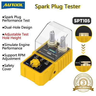Autool SPT105 Máy kiểm tra bugi ô tô Máy kiểm tra đánh lửa 110V 220V Với chiều cao có thể điều chỉnh máy dò lỗ kép phân tích phích cắm đánh lửa