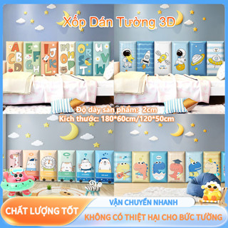 Chất lượng tốt🤗6Pcs -180*60cm Dán Tường 3D Mềm Mại Dày xốp dán tường cho bé xốp dán đầu giường cho bé miếng dán tường Dán Tường 3D tấm đệm ốp trang trí đầu giường Tấm ốp bọc da trang trí cho phòng trẻ em dễ thương Chống Va Chạm Chống Thấm Nước