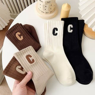 ☄️starryshop☄️Tất cổ cao nữ nam chữ C, chất liệu cotton co giãn thoáng khí