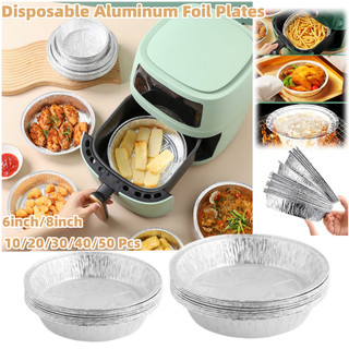 50 Cái / 6 / 8 Inch Hộ Gia Đình Cấp Thực Phẩm Dùng Một Lần Tấm Giấy Nhôm Chiên Không Khí Nướng Bánh Đặc Biệt Thiếc Lá Bát Nấu Ăn Bảo Quản Dụng Cụ Nướng Bánh
