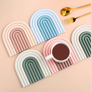 Thảm cách nhiệt silicon chịu nhiệt Thảm trải bàn ăn thảm cầu vồng placemats hộ gia đình đế lót ly hầm thảm bát tấm thảm