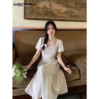 Đầm Cotton Cổ Vuông Nhấn Eo Tôn Dáng Thời Trang Cho Nữ