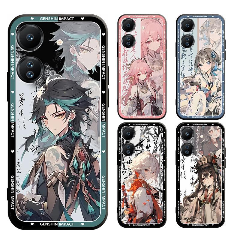 Redmi Note 13 13C Pro Plus 4G 5G A3 Genshin Impact Hu Tao Yae Miko Kazuha Matte Straight Case Màu đe