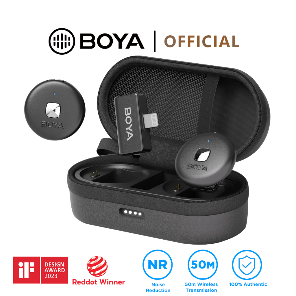Micrô không dây hai kênh BOYA Omic D/U kèm hộp sạc để phát trực tiếp phỏng vấn Vlog