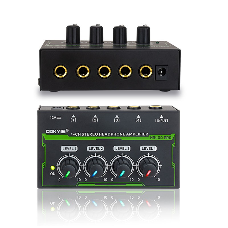 Ha400 PRO 4 Kênh Stereo Tai Nghe Khuếch Đại 1 Đầu Vào 4 Đầu Ra 6.35 Mm Tai Nghe AMP Với RGB EU US