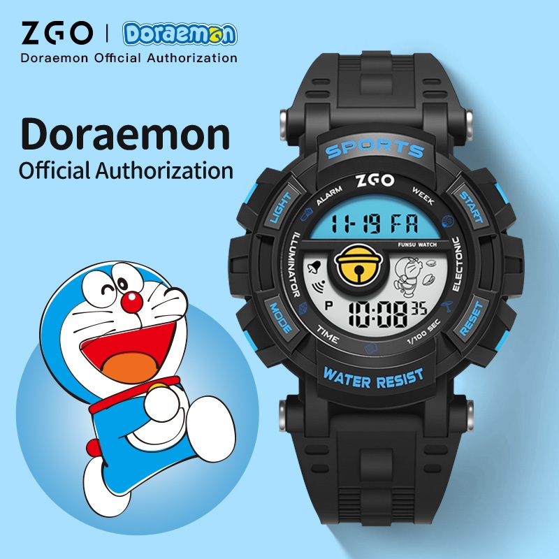  Đồng hồ bé trai ZGO x Doremon đồng hồ trẻ em Nam nữ Điện tử Phát sáng Chống nước Quà tặng Học sinh 8905 