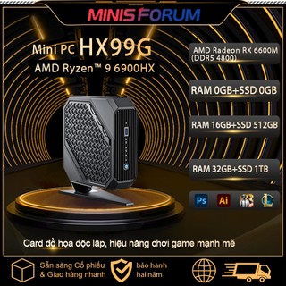 Minisforum Neptune HX99G Mini PC Windows 11 AMD Ryzen 9 6900HX 64GB DDR5 2TB SSD AMD Radeon RX 6600M Máy Chơi Game Mini