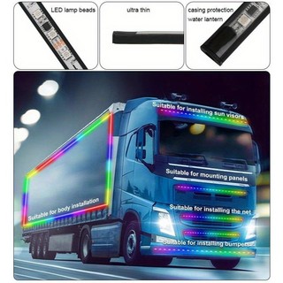 Đèn ô tô và xe tải 24V-12V, dải đèn LED xe tải, dải đèn RGB, đèn xung quanh nhấp nháy màu, phụ kiện ngoại thất ô tô