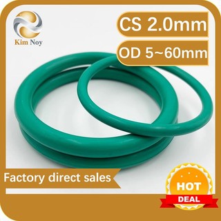  Đường kính ngoài 5-60mm * đường kính dây 2mm Vòng chữ O FKM màu xanh lá cây Chống dầu, chống axit và kiềm, nhiệt độ cao