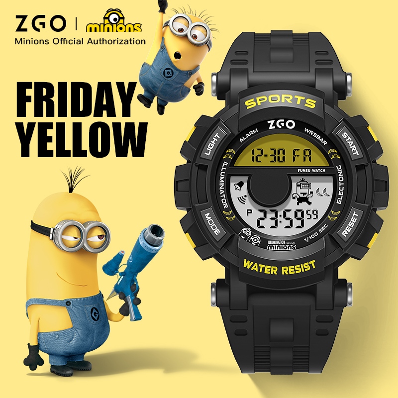 Đồng hồ trẻ em ZGO x Minions đồng hồ điện tử chống nước phát sáng Minions dễ thương hộp quà 890