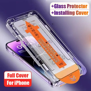 4 Kính Cường Lực Không Bụi Cho iPhone 11 12 13 14 15 16 Pro Max 14 Plus XS XR Bảo Vệ Màn Hình Phim Bảo Vệ Full Cover Với Căn Chỉnh Gắn Bao