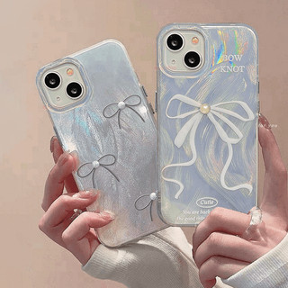  ốp lưng OPPO Reno 14 14F 13 12 11 F 5G 11F 10 F25 8 4 7 6 Pro 8T 8Z 7Z 6Z 5Z 5F 4F 5 Lite A53 A94 A93 A33 A12 A15 A15S A9 A5 2020 A7 A8 A31 A12S A11K A5S 4G Cute Bowknot 3D Pearl Silver Phone Case with Camera Protector Shockproof Back Cover YS 36 