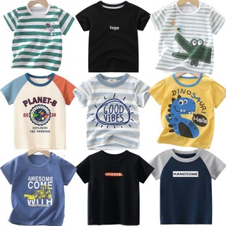 Hy vọng Thư Bé Trai Áo Thun Trẻ Em Đơn Giản Tay Ngắn Màu Xanh Top Bé Trai Quần Áo Khâu Cotton Áo Thun Bé Tee Baju