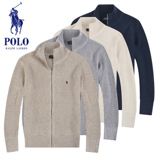 Ralph Lauren Áo Len Nam POLO Áo Len Pony logo 20% Len Và 70% Full Dây Kéo Áo Len Dài Tay Áo Len Áo Khoác Thường Ngày