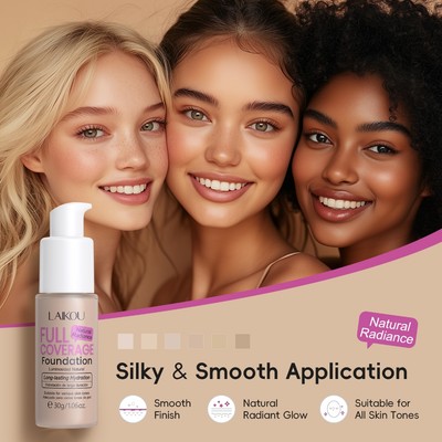 Laikou Full Coverage Foundation Natural Radiance Kem che khuyết điểm lâu trôi Trang điểm chống thấm nước