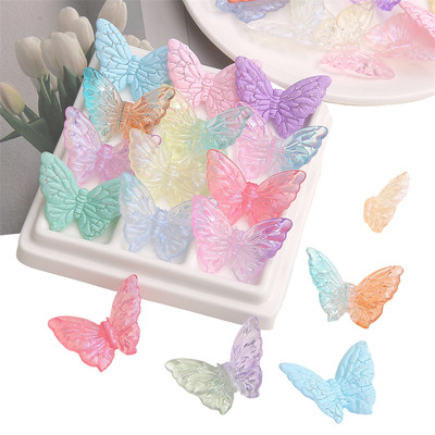 Beadia 5 Cái [37X27mm] Bướm Lớn Ba Chiều Hai Màu Bướm Acrylic Nứt Bướm DIY Handmade Phụ Kiện Trang Sức Thủ Công Phụ Kiện Trang Trí Thủ Công