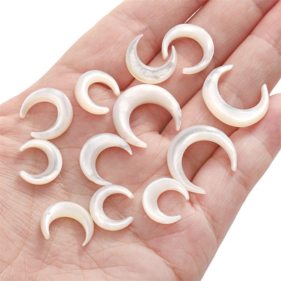 Beadia Vỏ Trắng Tự Nhiên Hạt Vỏ Mặt Trăng Hạt Meniscus Trắng Cho DIY Handmade Trang Sức Phụ Kiện 1pc