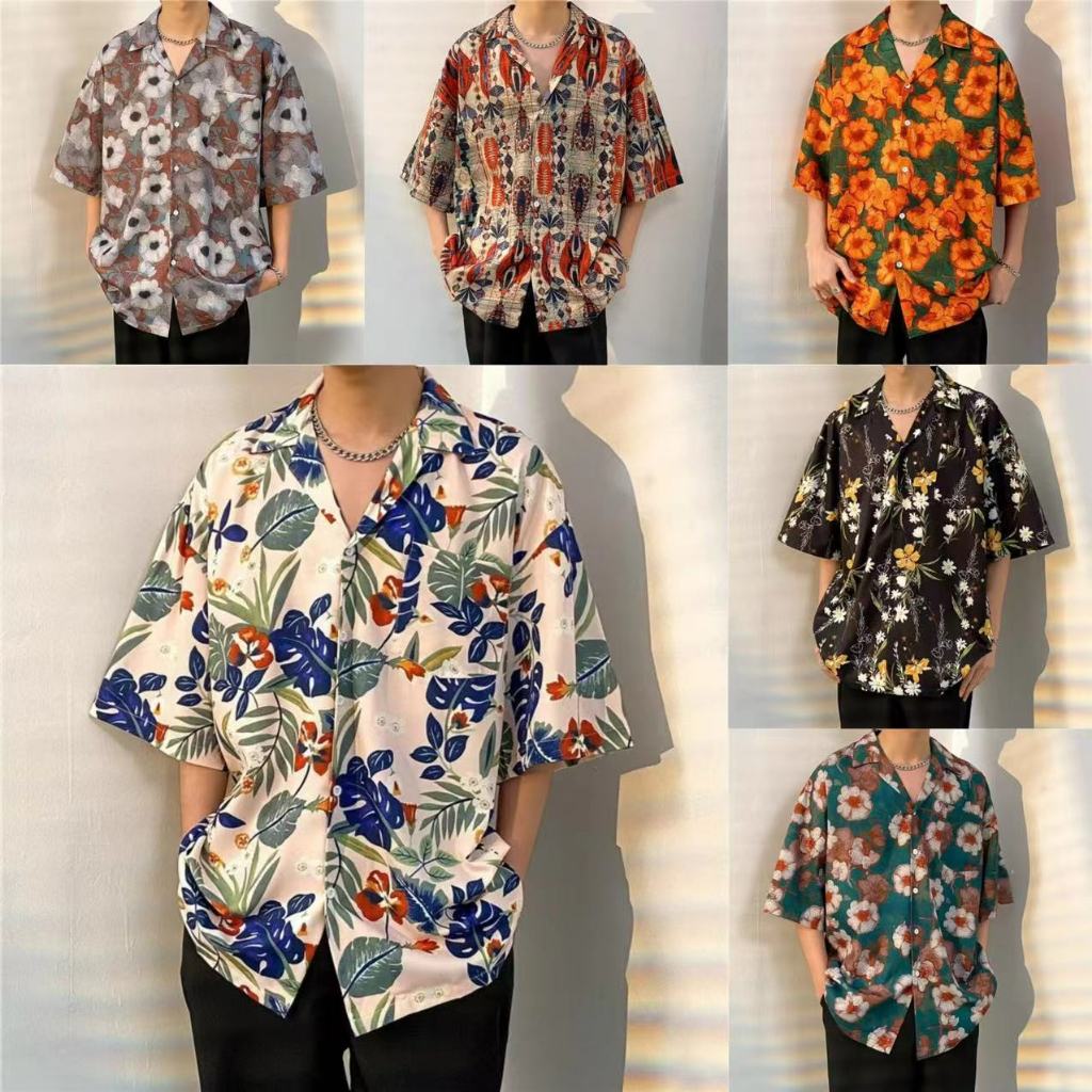 M-3XL Nam Retro Hoa Hawaii Áo Sơ Mi Nam Tay Ngắn M-3XL 100 Phong Cách