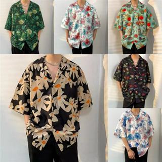 Áo sơ mi ngắn tay thông thường, dáng rộng, hoa văn, thích hợp để đi bộ trên bãi biển, thời trang mùa hè, phong cách Hawaii, nam M-3XL 100 loại