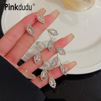 Thời Trang Kim Loại Zircon Lá Thả Bông Tai Thanh Lịch Tất Cả Trận Đấu S925 Ten Bông Tai Trang Sức Quà Tặng Cho Nữ PD2013
