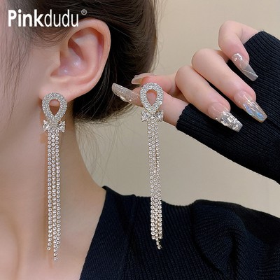Thời Trang Sang Trọng Zircon Tua Rua Thả Bông Tai Dự Tiệc S925 Kim Cương Giả Tòn Ten Bông Tai Trang Sức Quà Tặng Cho Nữ PD2015