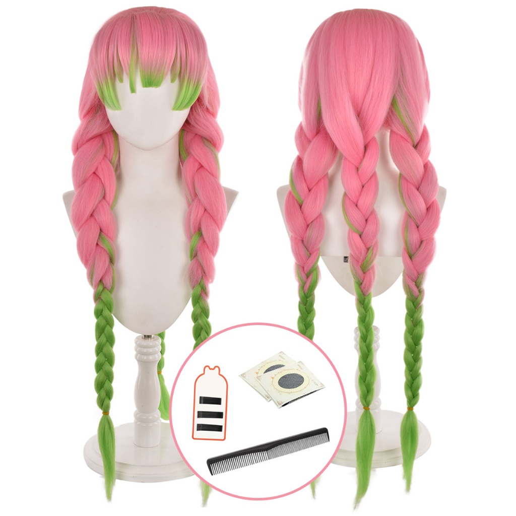 HOLOUN Demon Tóc Giả Cosplay Tanjiro Kamado Iguro Obanai Giyuu lưới hoa hồng Anime Phụ kiện tóc