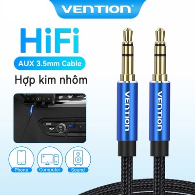 Cáp âm thanh Vention 3.5mm AUX TPE cho thiết bị điện tử trong xe hơi tùy chọn màu sắc