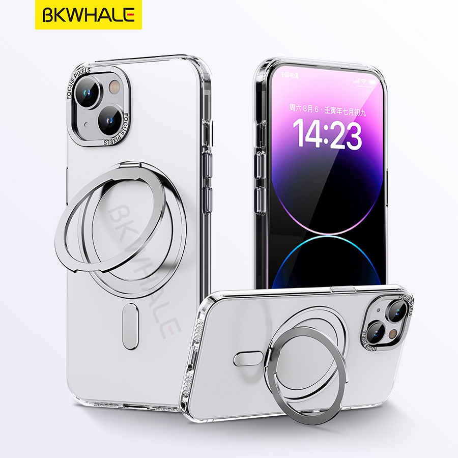Bkwhale 360° Ốp điện thoại từ tính có thể xoay được cho iPhone 15 Pro Max 16 Plus 14 Pro Max 14 + 15 + 16 Pro Max 11 12 13 Pro Max Vỏ mờ mờ