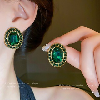 Bộ kim bạc thời trung cổ với bông tai hình bầu dục kim cương niche cổ điển khí chất bông tai phong cách tòa án mới bán buôn nữ