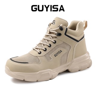 Guyisa Giày bốt an toàn mũi thép giày công sở kho cắt cao thoáng khí nhẹ mềm mại 38-45 F078
