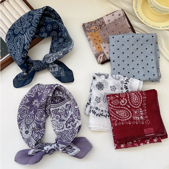 58 Vải Lanh Cotton Khăn Vuông Nhỏ Tươi Thoáng Khí Nữ Mềm Mại Nghệ Thuật Trang Trí Khăn Lụa Nhỏ