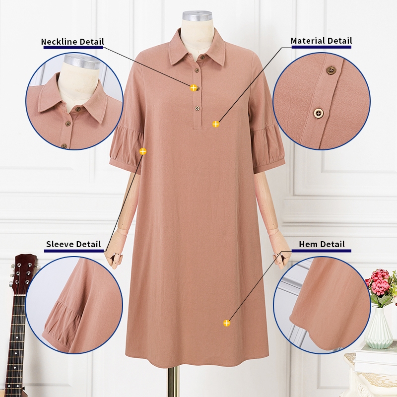 Zanzea Nữ Áo Sơ Mi Hàn Quốc Cổ Ba Phần Tư Tay Nút Váy Rời | BigBuy360 - bigbuy360.vn