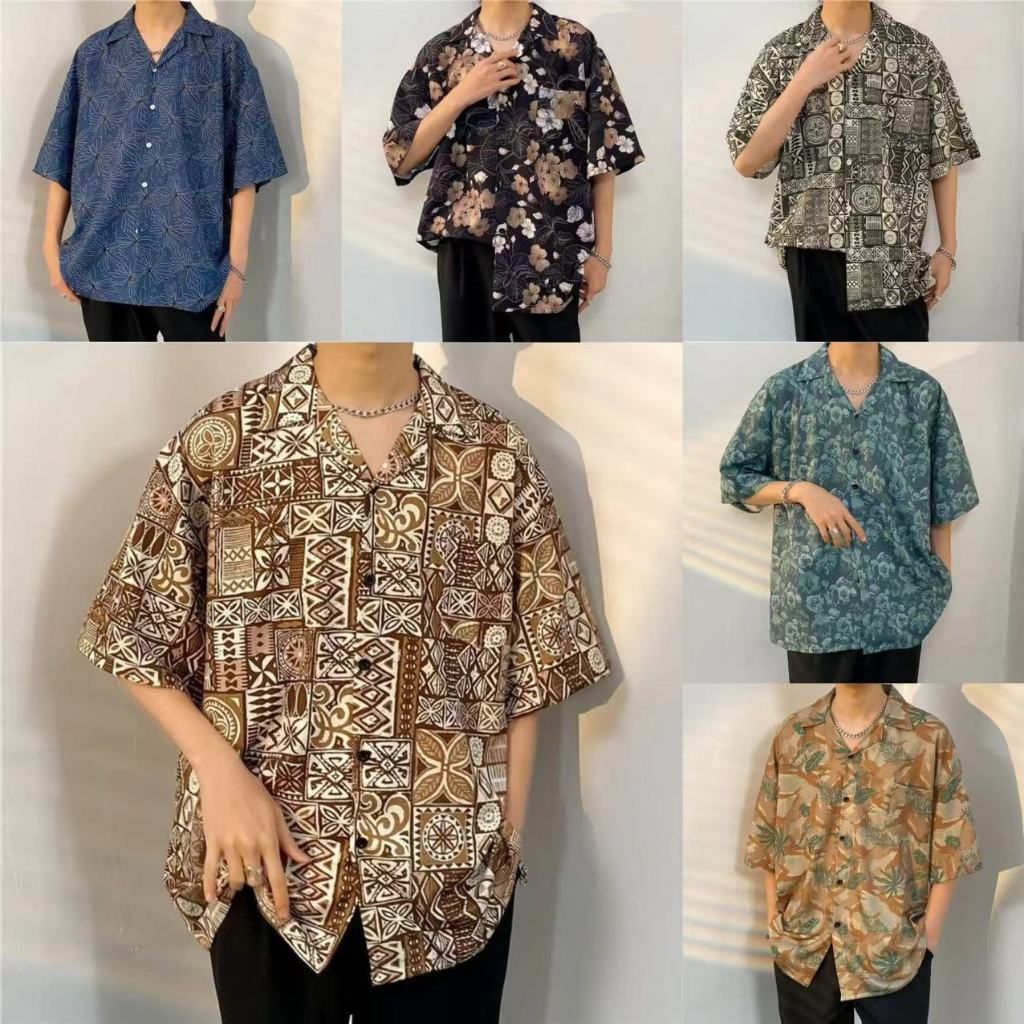 M-3XL Nam Retro Hoa Hawaii Áo Sơ Mi Nam Tay Ngắn M-3XL 100 Phong Cách