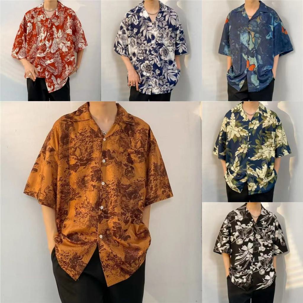 M-3XL Nam Retro Hoa Hawaii Áo Sơ Mi Nam Tay Ngắn M-3XL 100 Phong Cách