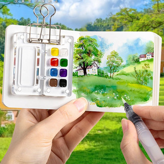 Hộp sơn màu nước Mini Hộp Acrylic Di động Sổ tay di động Phác thảo Bảng vẽ tranh du lịch