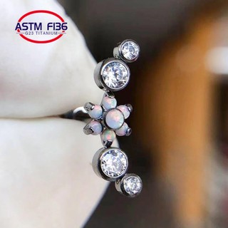 2 chiếc G23 titan opal bông tai trang sức zircon hình ngôi sao xuyên trang sức