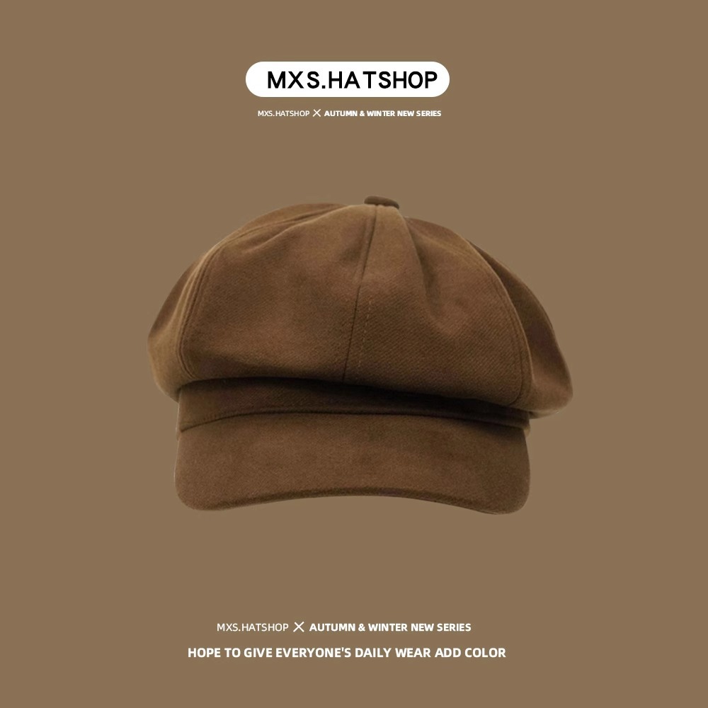 Thu Đông Anh Văn Học Retro Len Hình Bát Giác Mũ Nữ Mặt Nhỏ Phù Hợp Với Newsboy Mũ Nhật Bản Nâu Họa Sĩ Mũ Nam