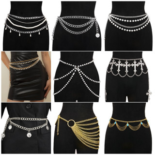  ❣️Ghgl 100 Hợp Kim Sao Mặt Trăng Mặt Trời Châu Âu Mỹ Thời Trang Đơn Giản Dây Thắt Lưng Dây Xích Ngực Dây Xích Cơ Thể Đôi Thắt Lưng Y2K Mặc Phù Hợp Với Phụ Kiện 