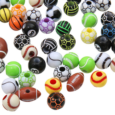 Acrylic Bóng Chày Bóng Rổ Tennis Bóng Đá Thể Thao Hạt Quyến Rũ Rời Miếng Đệm Hạt Cho Vòng Tay Vòng Cổ Móc Khóa DIY Trang Sức Thủ Công Làm