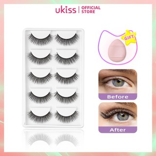 Set 5 cặp lông mi giả 3D UKISS dài tự nhiên 10mm 12mm 13mm 18mm 