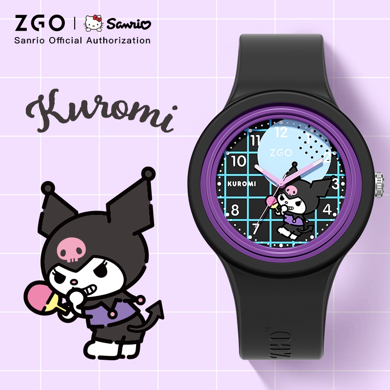 Đồng hồ trẻ em ZGO x Sanrio Kuromi dễ thương đồng hồ nữ chống nước dạ quang/đồng hồ học sinh 877