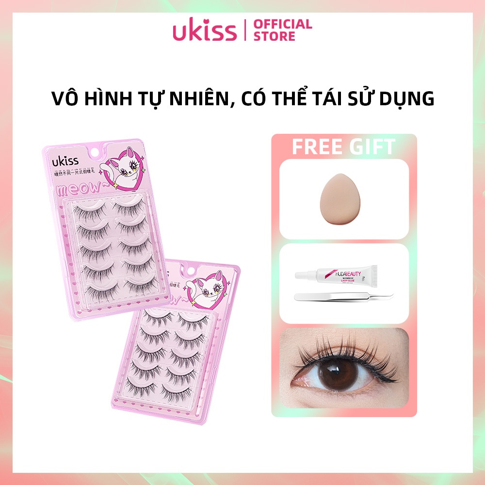 Ukiss Set 5 Cặp Lông Mi Giả Có Thể Tái Sử Dụng Kèm Nhíp Gắp Và Keo Dán Tiện Lợi