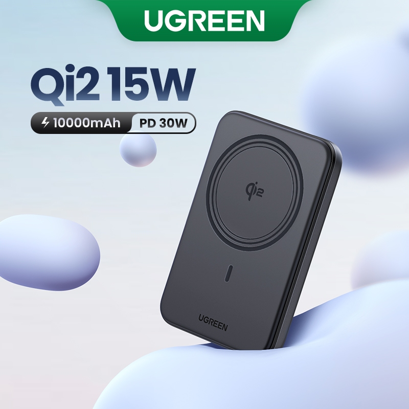 Sạc nhanh không dây từ tính Ugreen Qi2 15W 10000mAh cho iPhone 16 Pro Max, iPhone 15-12 Series