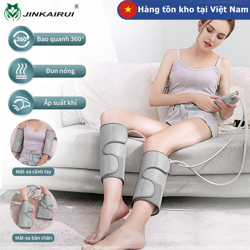 Máy massage chân bắp chân Jinkairui mát xa chân xoa bóp túi khí chườm nóng, giảm đau mỏi căng cứng cơ bắp lưu thông máu