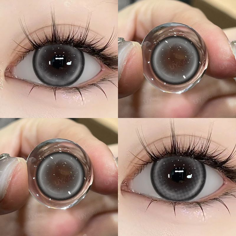 Uyaai Màu Xám Kính Áp tròng Cho Mắt Trang Điểm Làm Đẹp Học Sinh Màu Kính Áp tròng CrystalOrb Bạc Xám 1 Cặp Trang Điểm Hàng Năm Ống Kính Màu