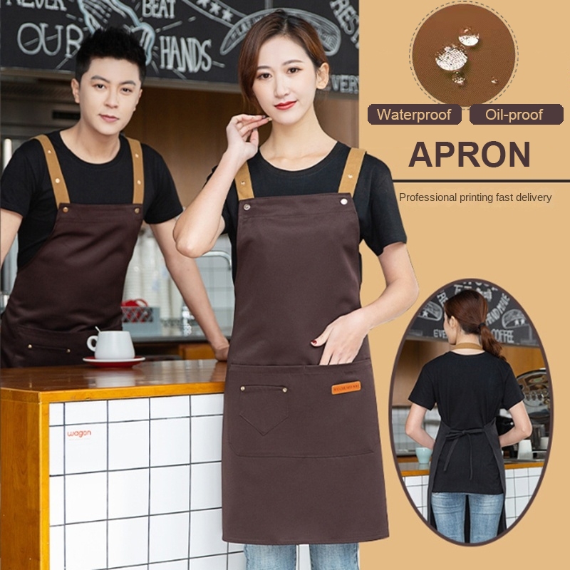 Tạp dề chống thấm nước chống dầu Tạp dề đầu bếp Nhà bếp Tùy chỉnh Logo Nhà hàng Cafe Tạp dề làm việc Tạp dề nấu ăn màu đen Tạp dề nấu ăn