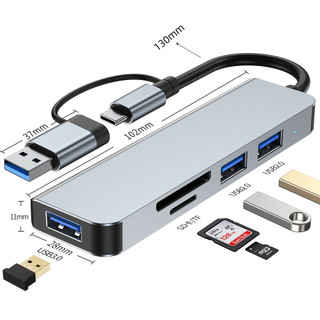 Type-c Docking Station usb3.0 Hub Thẻ Chuyển Đổi Đọc TF / SD Laptop usb Hub 5 Trong 1