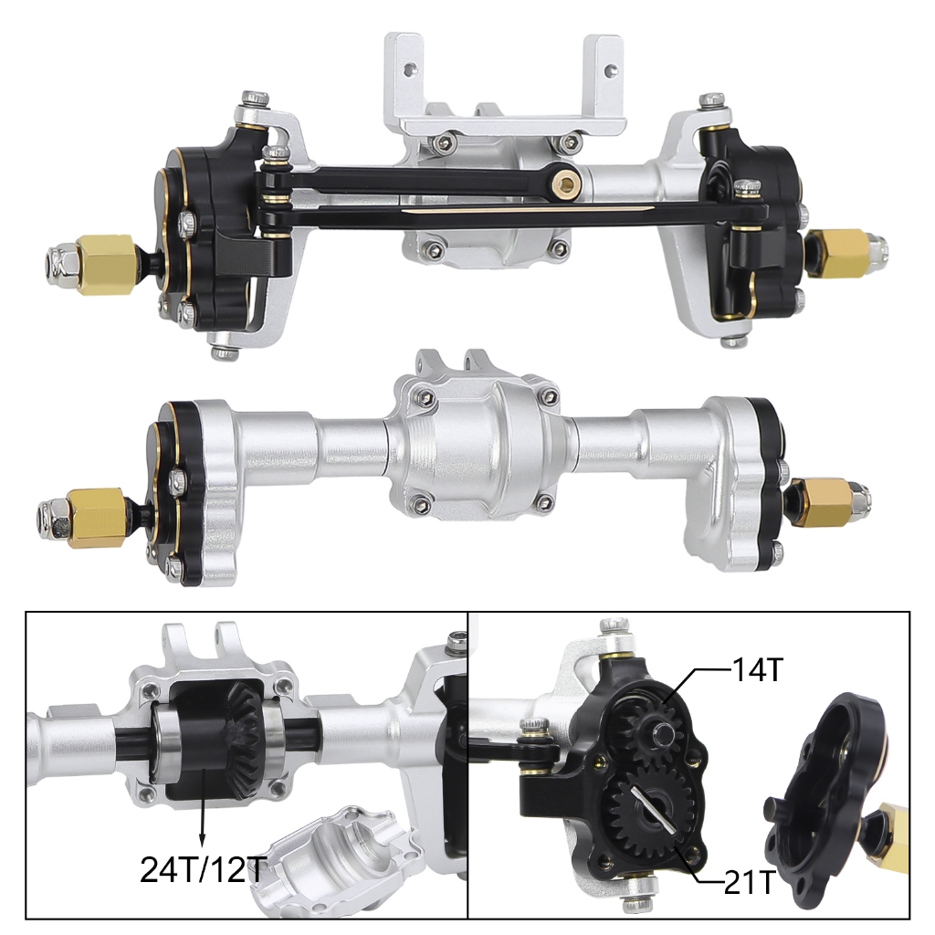 Bộ hoàn chỉnh trục cổng trước phía sau bằng nhôm + Vỏ bọc bằng đồng thau cho FMS FCX24 Power Wagon K